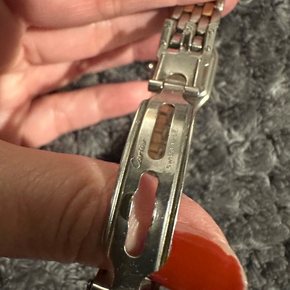 Cartier Panthere women watch. Gold 18k and silver and sapphire button. - Picture 4 of 5
